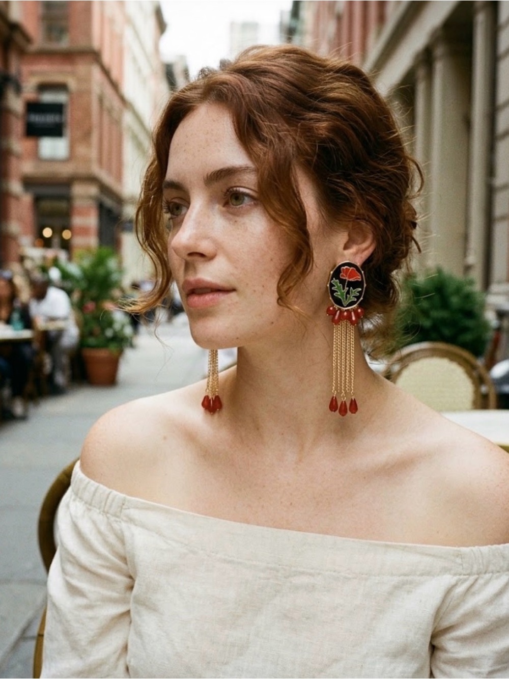 Handcrafted Red Floral Tassel Drop Earrings - Women Jewelry